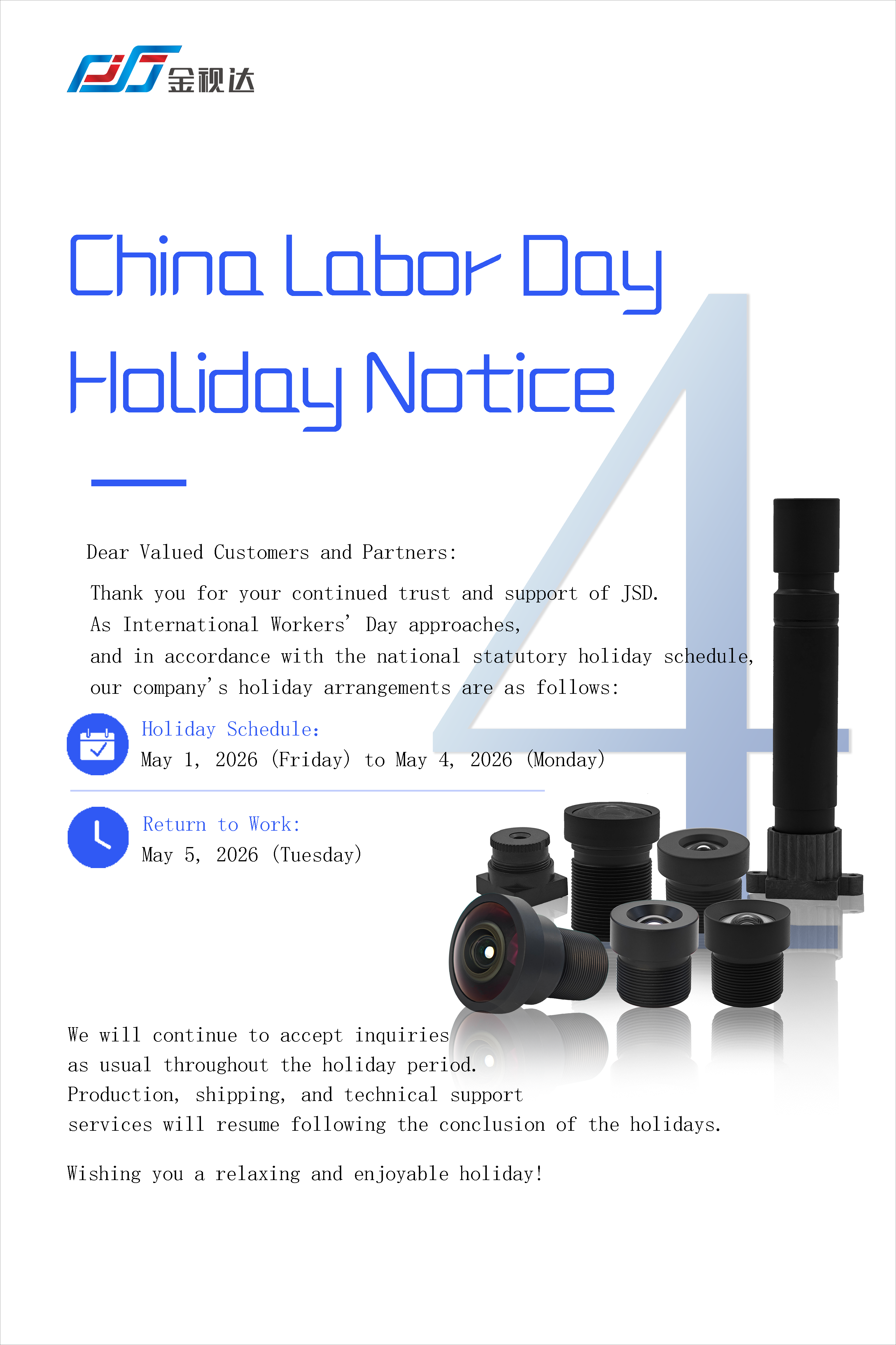 China Labor Day Holiday Notice
